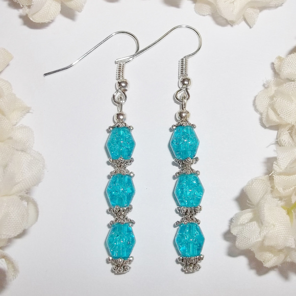 Long Turquoise Blue Beaded Earring Set Gift Dangle Earring Earring Earring 4549 - Picture 1 of 6